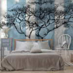 Tree Branches over Stripes Painting