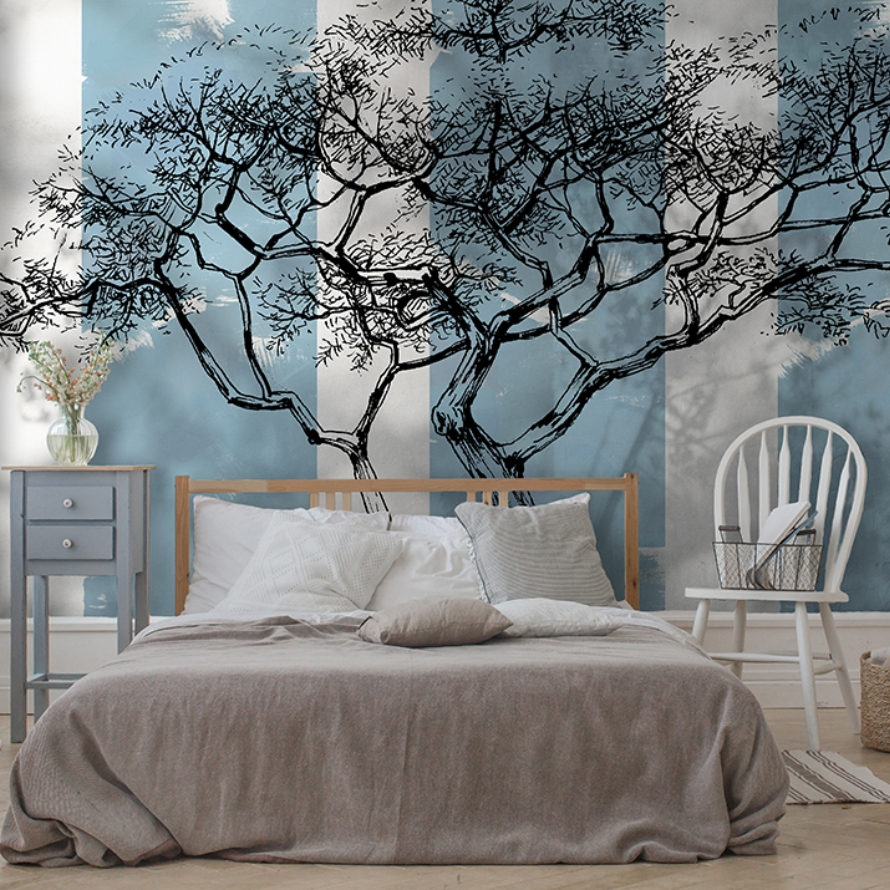 1 Tree Branches over Stripes Painting - Image 1