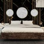 Black Marble with stripes wood