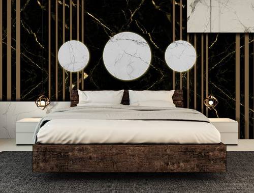 Black Marble with stripes wood