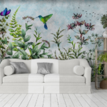 Flowers with Birds in Concrete