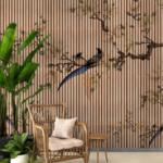 Divided Stripes with Birds and Branches