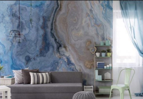 Blue and Beige Marble