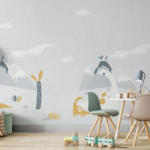 Mountain and dinosaurs