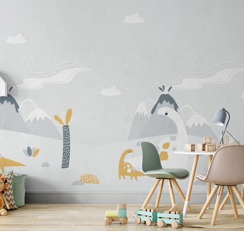 Mountain and dinosaurs