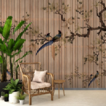 Divided Stripes with Birds and Branches - Image 2
