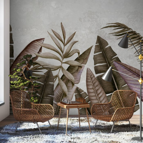 Big Leaves With Concrete