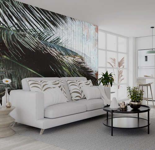 Big Palm Leaves with Wood