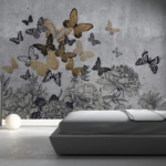 Flowers With Butterflies on Concrete
