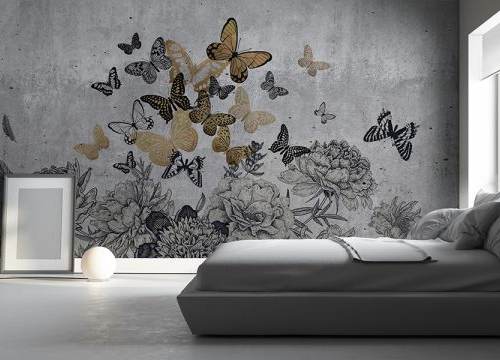 Flowers With Butterflies on Concrete