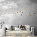 Golden Bird with Grey Cloud