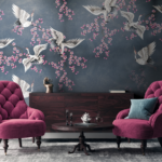 Japanese pink sakura branches