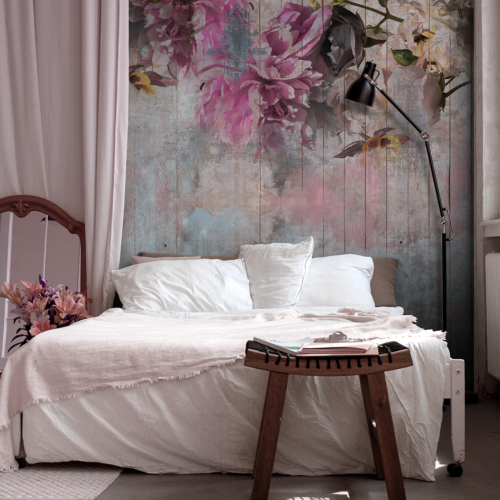 Mix of Flowers with Vintage Wood