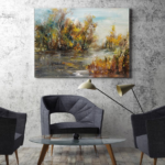 Oil Painted Trees and Lake