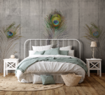 Peackock Feathers on Concrete Texture - Image 2