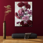 Red Flowers Over Golden Marble