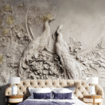 Gypsum Peacocks with Gold