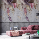 Feathers & Gray Slatted Bamboo - Image 2