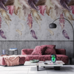 Feathers & Gray Slatted Bamboo