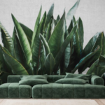 Tropical leaves with textile textures