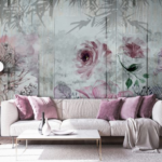 Wooden flowers with tropical shadows