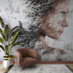Double Exposure Portrait Mixed with Branches and Cracked Concrete