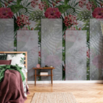 Tropical flowers with concrete panels