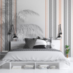 Vertical Stripes with Palm Leaves