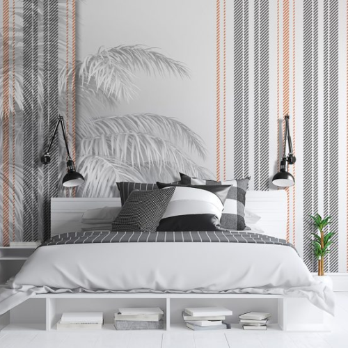 Vertical Stripes with Palm Leaves