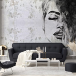 Watercolour Portrait on Cracked Concrete