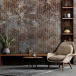 Art deco pattern mixed with marblr texture