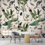 Combination of Birds and Leaves