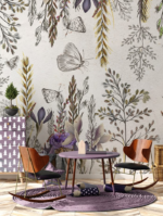 Butterflies and Leaves with Cracked Concrete