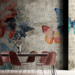 Vintage Paper Background Mixed with Watercolour Flowers