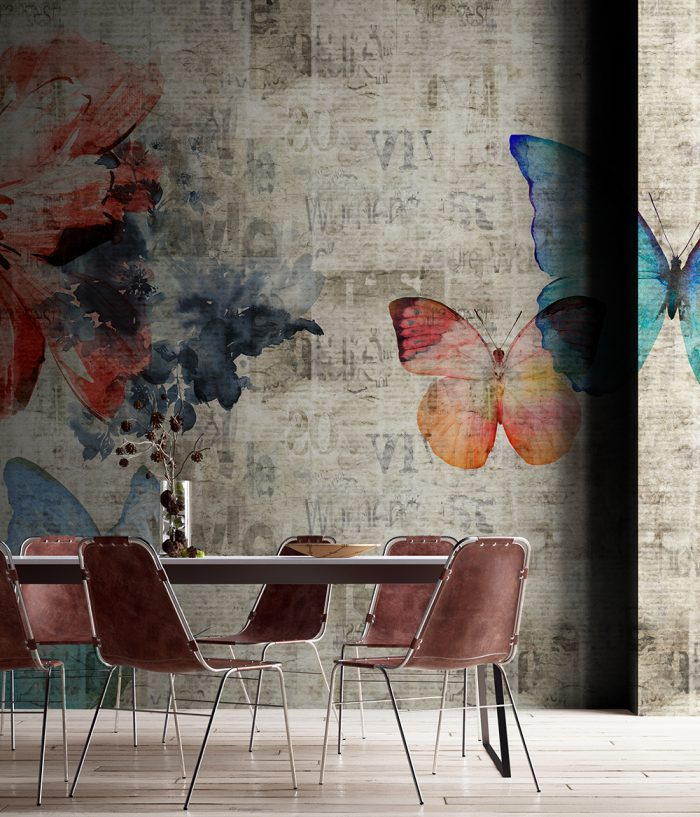 Vintage Paper Background Mixed with Watercolour Flowers - Image 1